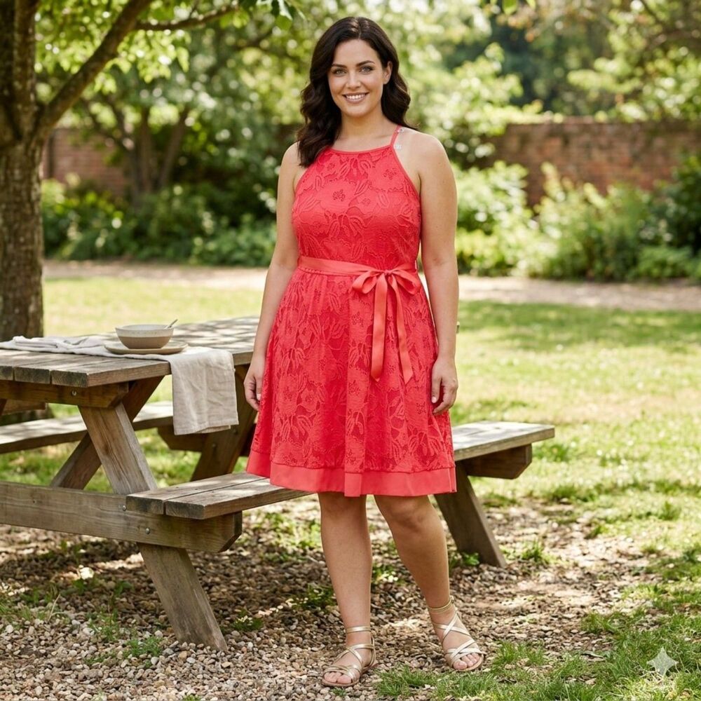 Women plus size 3XL coral halter dress